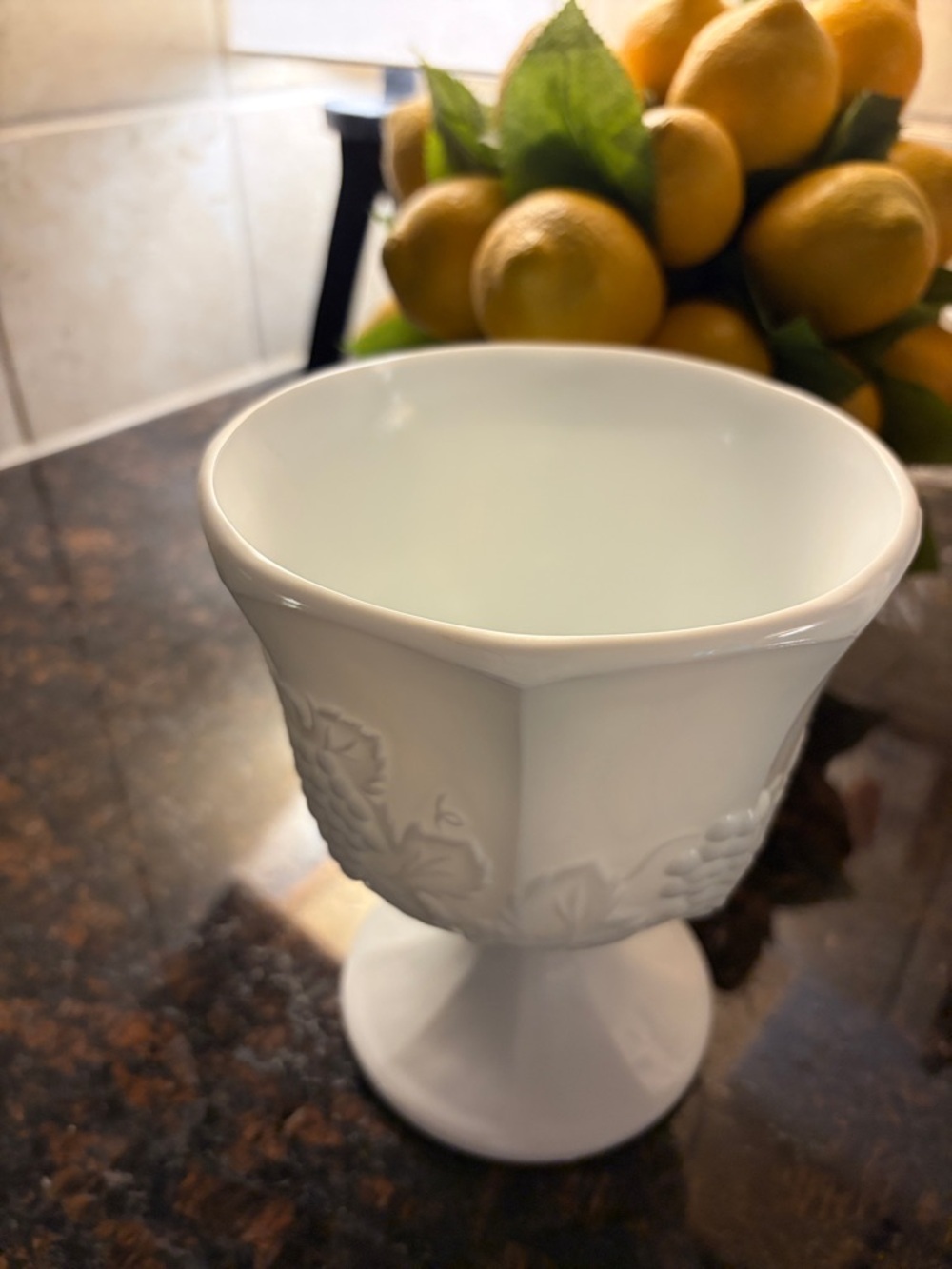 Milkglass Colony harvest grape pattern planter/ compote/ candy dish.